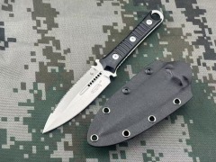 Microtech SBD201 Borka Fixed Blade Knife 4.33" M390 Dagger Blade Milled Black G10 Handles