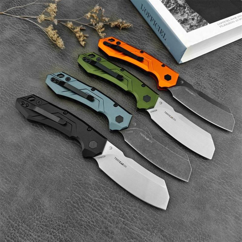 Kershaw 7850 Launch 14 AUTO Folding Knife 3.375" CPM-154 Stonewashed Cleaver Blade, Anodized Aluminum Handles with Carbon Fiber Scale - 7850SW