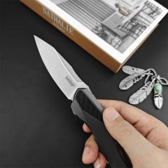 Kershaw 5500 Collateral KVT Assisted Flipper Knife 3.4" D2 Two-Tone Drop Point Blade, Stainless Steel Handles with Carbon Fiber Insert, Frame Lock