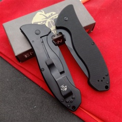 Kershaw Emerson 6045BLK Folding Knife 3.54" Working Finish 8Cr13mov Drop Point Blade, Black G10 Handles