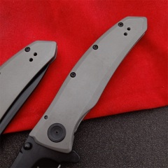 Kershaw 2200 Grid Assisted Flipper 3.7" Black Blade, Stainless Steel Handles, Frame Lock