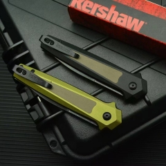 Kershaw 7950 Launch 15 AUTO Folding Knife 3.5" CPM-MagnaCut Spear Point Blade, Black Aluminum Handles with Canvas Micarta Inlays