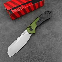 Kershaw 7850 Launch 14 AUTO Folding Knife 3.375" CPM-154 Stonewashed Cleaver Blade, Anodized Aluminum Handles with Carbon Fiber Scale - 7850SW