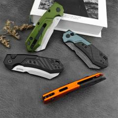 Kershaw 7850 Launch 14 AUTO Folding Knife 3.375" CPM-154 Stonewashed Cleaver Blade, Anodized Aluminum Handles with Carbon Fiber Scale - 7850SW