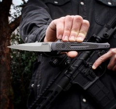 Kershaw 7150 Launch 8 AUTO Folding Knife 3.5" Stonewashed CPM-154 Spear Point Blade, Anodized Aluminum Handles w/ Carbon Fiber Inlay