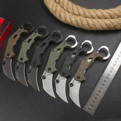 Kershaw 2064 Outlier Assisted Flipper Knife 2.6" 8Cr13Mov Karambit, Textured Black GFN Handles with Pinky Ring, Liner Lock