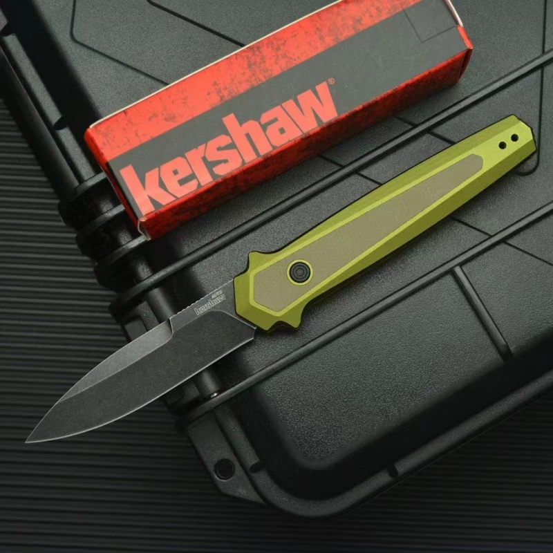 Kershaw 7950 Launch 15 AUTO Folding Knife 3.5" CPM-MagnaCut Spear Point Blade, Black Aluminum Handles with Canvas Micarta Inlays