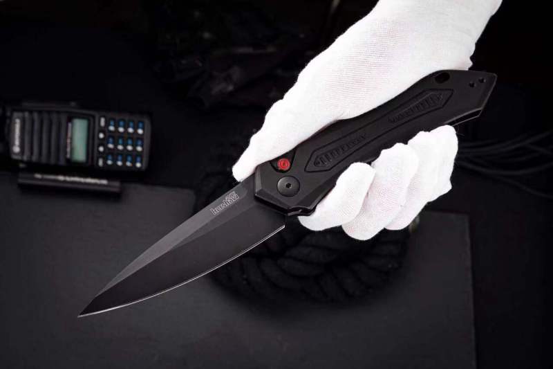 Kershaw 7800BLK Launch 6 AUTO Folding Knife 3.75" CPM-154 Black DLC Blade, Aluminum Handles