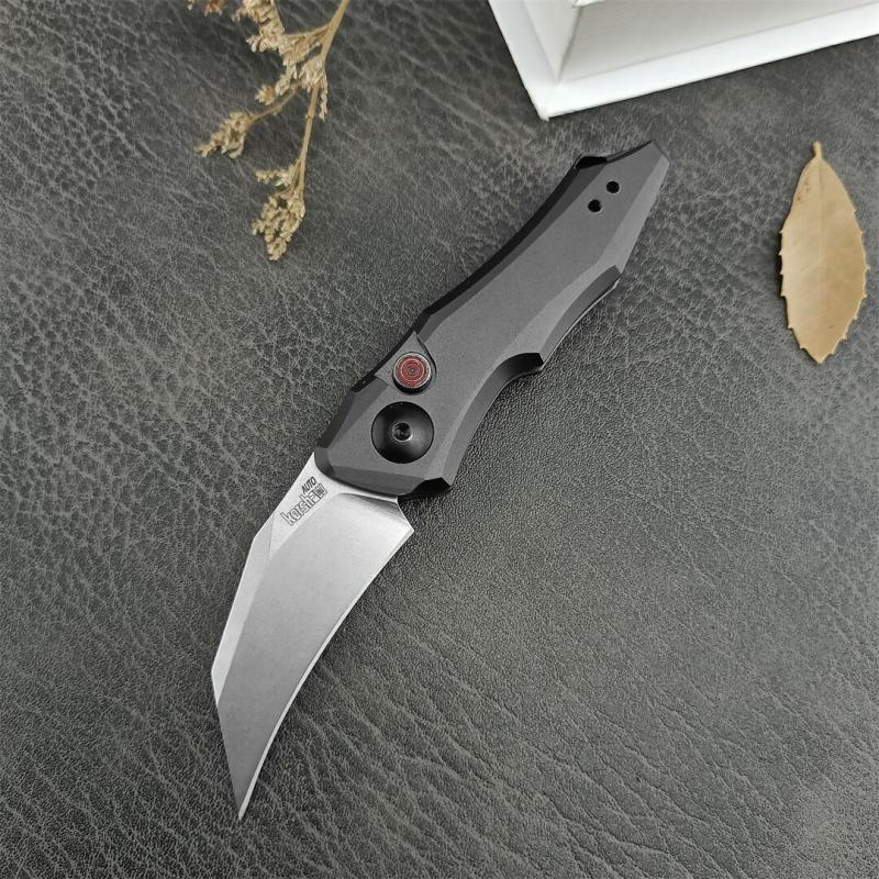 Kershaw 7350 Launch 10 AUTO Folding Knife 1.9" Stonewashed CPM-154 Hawkbill Blade, Dark Gray Anodized Aluminum Handles