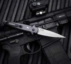 Kershaw 7150 Launch 8 AUTO Folding Knife 3.5" Stonewashed CPM-154 Spear Point Blade, Anodized Aluminum Handles w/ Carbon Fiber Inlay