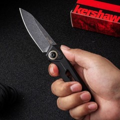 Kershaw 7550 Launch 11 AUTO Folding Knife 2.75" BlackWashed CPM-154 Tanto Blade, Black Aluminum Handles