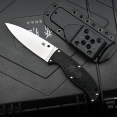 Spy Enuff 2 Fixed Blade Knife 3.74" VG10 Leaf Shaped Plain Blade, FRN Handles, Polymer Sheath - FB31PBK2