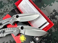 Spy C151 Folding Knife 3.66" CPM-3V Satin Plain Blade, G10+ Titanium Handles - C151TI