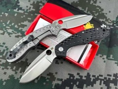 Spy C151 Folding Knife 3.66" CPM-3V Satin Plain Blade, G10+ Titanium Handles - C151TI