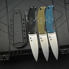 Spy Enuff 2 Fixed Blade Knife 3.74" VG10 Leaf Shaped Plain Blade, FRN Handles, Polymer Sheath - FB31PBK2