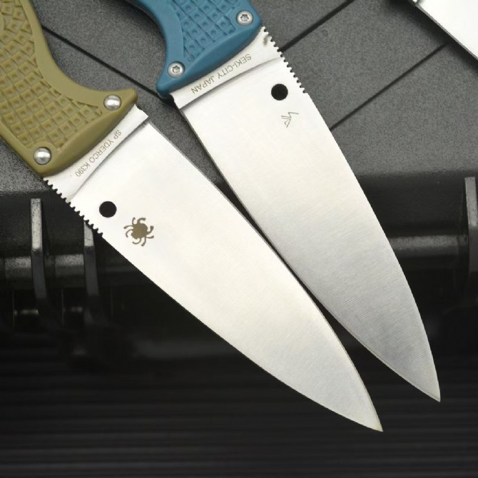 Spy Enuff 2 Fixed Blade Knife 3.74" VG10 Leaf Shaped Plain Blade, FRN Handles, Polymer Sheath - FB31PBK2