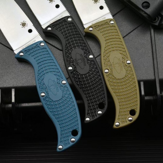 Spy Enuff 2 Fixed Blade Knife 3.74" VG10 Leaf Shaped Plain Blade, FRN Handles, Polymer Sheath - FB31PBK2