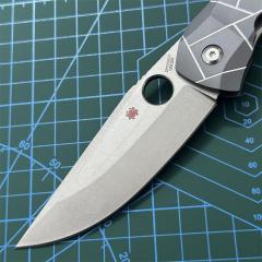 Spy Dmitry Sinkevich Folding Knife 3.74" S90V Stonewashed Plain Blade, Alloy Handles - C199TIP