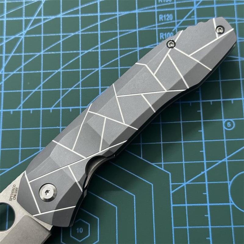 Spy Dmitry Sinkevich Folding Knife 3.74" S90V Stonewashed Plain Blade, Alloy Handles - C199TIP