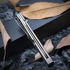 CRKT 7096 No logo Gentleman's Folding Knife 3.15" M390 Satin Plain Blade, TC4 Handles