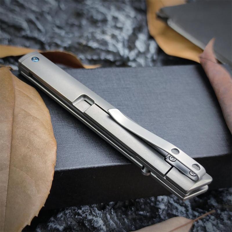 CRKT 7096 No logo Gentleman's Folding Knife 3.15" M390 Satin Plain Blade, TC4 Handles
