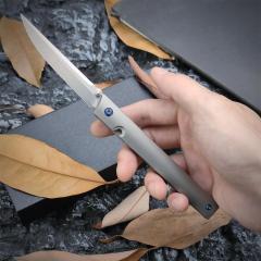 CRKT 7096 No logo Gentleman's Folding Knife 3.15" M390 Satin Plain Blade, TC4 Handles