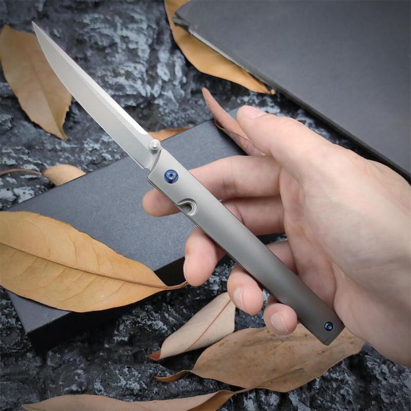 CRKT 7096 No logo Gentleman's Folding Knife 3.15" M390 Satin Plain Blade, TC4 Handles