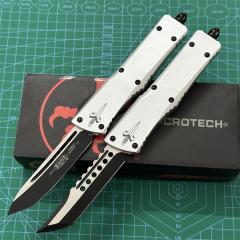 Microtech Troodon AUTO OTF Knife 3.74" M390 Satin Double Edge Dagger Blade, Aviation Aluminum Handles
