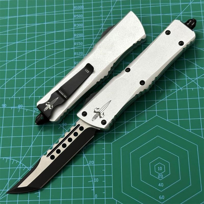 Microtech Troodon AUTO OTF Knife 3.74" M390 Satin Double Edge Dagger Blade, Aviation Aluminum Handles
