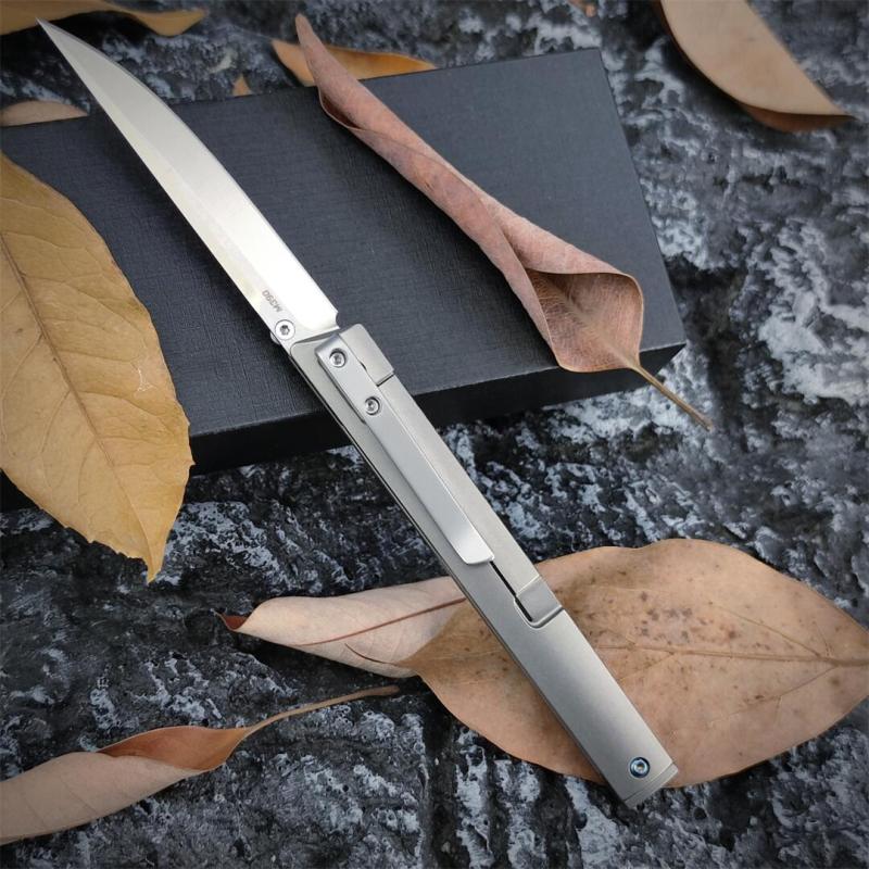 CRKT 7096 No logo Gentleman's Folding Knife 3.15" M390 Satin Plain Blade, TC4 Handles