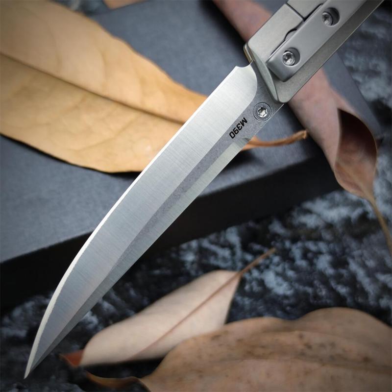 CRKT 7096 No logo Gentleman's Folding Knife 3.15" M390 Satin Plain Blade, TC4 Handles