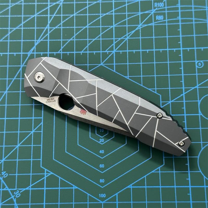 Spy Dmitry Sinkevich Folding Knife 3.74" S90V Stonewashed Plain Blade, Alloy Handles - C199TIP