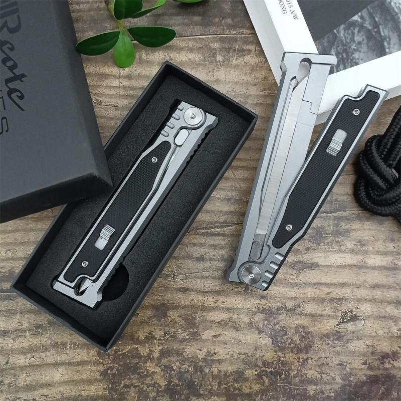 Reate EXO-M Assisted Open Folding Knife 3.86" D2 Satin Plain Blade, Aluminum Alloy +G10 Handles