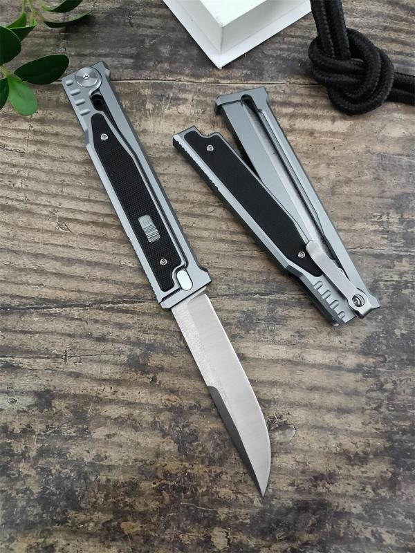 Reate EXO-M Assisted Open Folding Knife 3.86" D2 Satin Plain Blade, Aluminum Alloy +G10 Handles