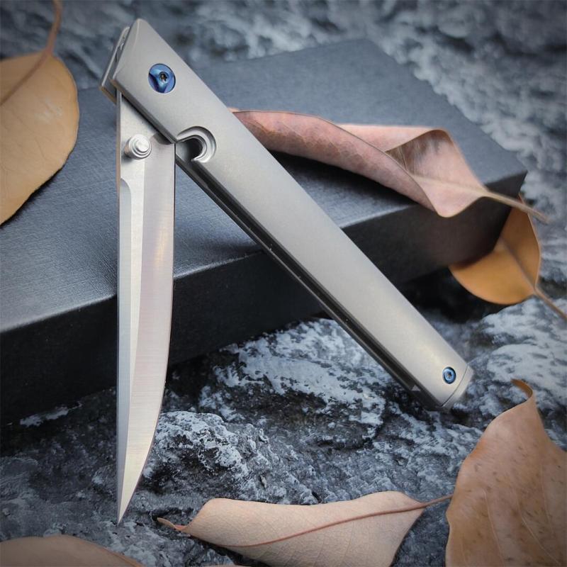 CRKT 7096 No logo Gentleman's Folding Knife 3.15" M390 Satin Plain Blade, TC4 Handles
