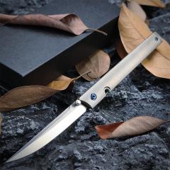 CRKT 7096 No logo Gentleman's Folding Knife 3.15" M390 Satin Plain Blade, TC4 Handles