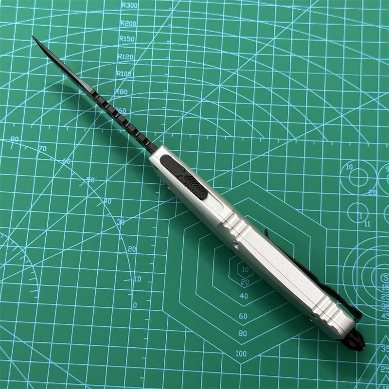 Microtech Troodon AUTO OTF Knife 3.74" M390 Satin Double Edge Dagger Blade, Aviation Aluminum Handles