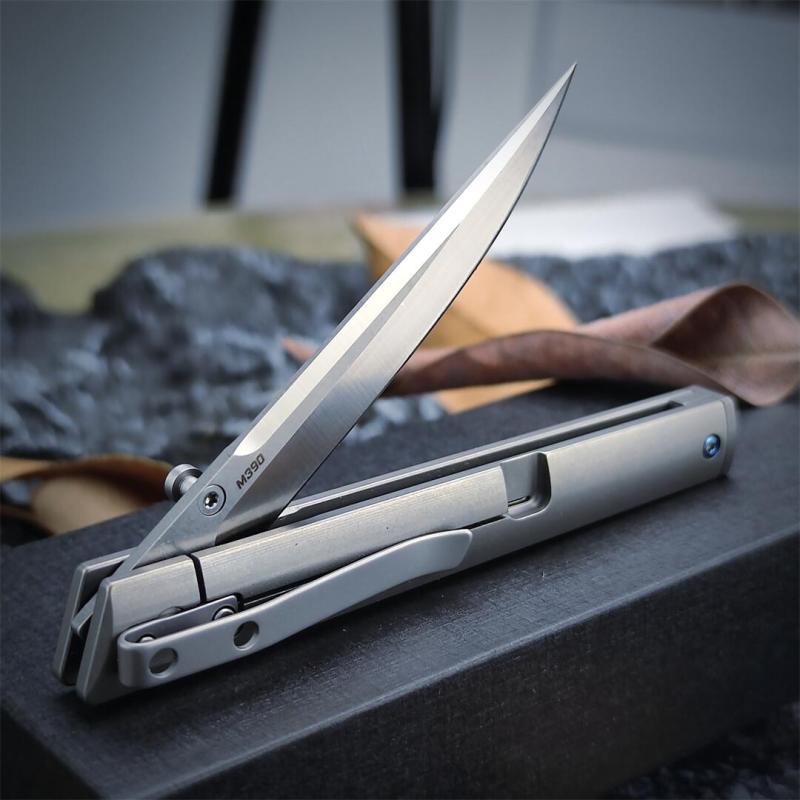 CRKT 7096 No logo Gentleman's Folding Knife 3.15" M390 Satin Plain Blade, TC4 Handles