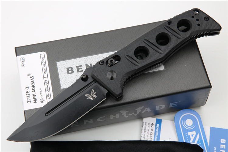 Benchmade 273FE-2 MINI ADAMAS Folding Knife 3.26" CPM-MagnaCut Satin Plain Blade, G10 Handles