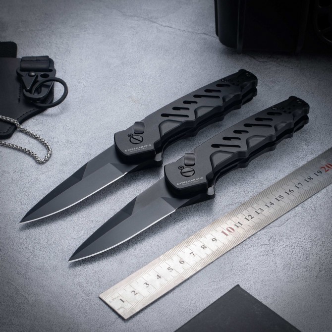Extrema Ratio CAIMANO NERO Folding Knife 3.54" D2 Drop Point Blade, Aluminum Alloy Handles