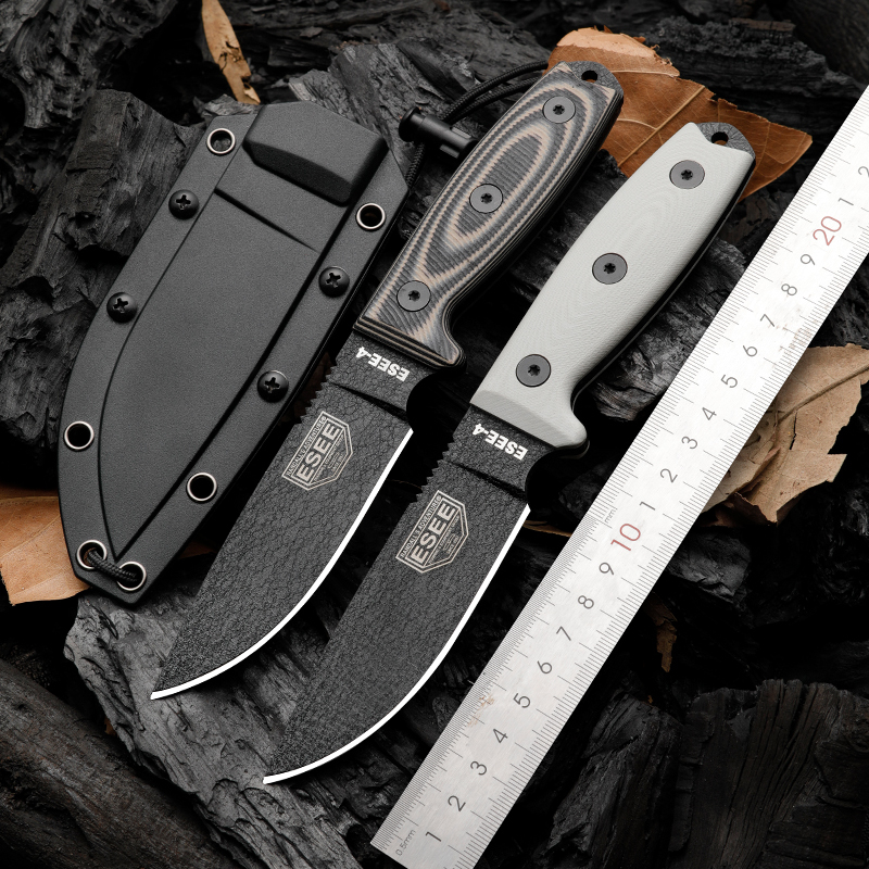 ESEE Knives ESEE-4P 3.9'' D2 Plain Edge, Coyote Brown Sheath, Clip Plate