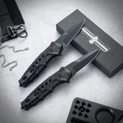 Extrema Ratio CAIMANO NERO Folding Knife 3.54" D2 Drop Point Blade, Aluminum Alloy Handles