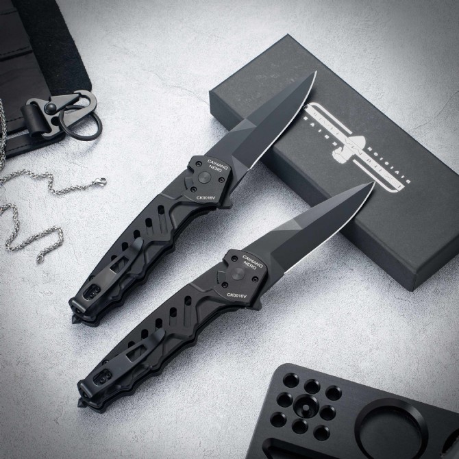 Extrema Ratio CAIMANO NERO Folding Knife 3.54" D2 Drop Point Blade, Aluminum Alloy Handles