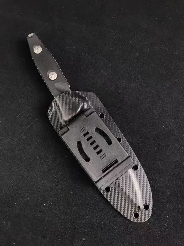 Microtech Socom Alpha Fixed Blade Knife 5.31" Stonewashed Clip Point Combo, Black G10 Handles, Kydex Sheath