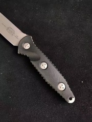 Microtech Socom Alpha Fixed Blade Knife 5.31" Stonewashed Clip Point Combo, Black G10 Handles, Kydex Sheath