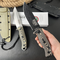 ESEE Knives ESEE-5P 5.28'' 1095 Steel Plain Edge, 3D Machined Gray/Black G10 Handles, Clip Plate