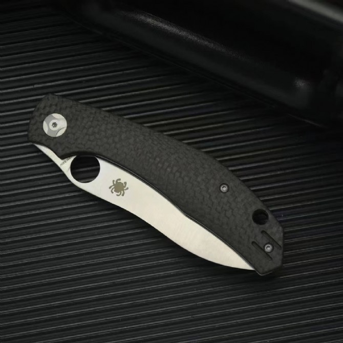 Spy Kapara Folding Knife 3.54" S30V Satin Plain Blade, Carbon Fiber Handles, Compression Lock - C241CF