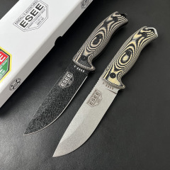 ESEE Knives ESEE-5P 5.28'' 1095 Steel Plain Edge, 3D Machined Gray/Black G10 Handles, Clip Plate