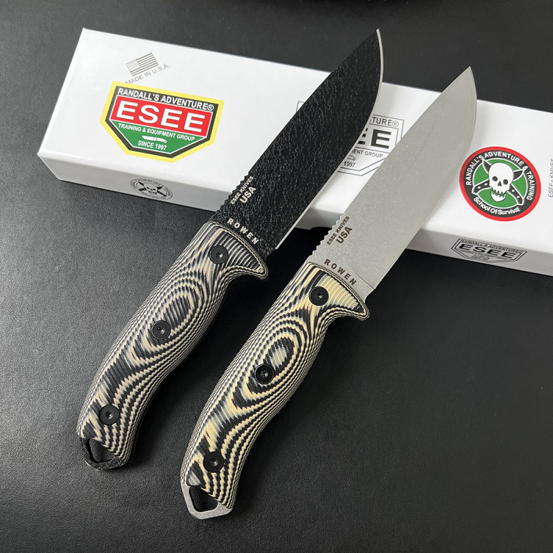 ESEE Knives ESEE-5P 5.28'' 1095 Steel Plain Edge, 3D Machined Gray/Black G10 Handles, Clip Plate