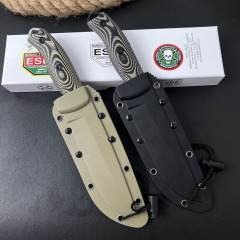 ESEE Knives ESEE-5P 5.28'' 1095 Steel Plain Edge, 3D Machined Gray/Black G10 Handles, Clip Plate